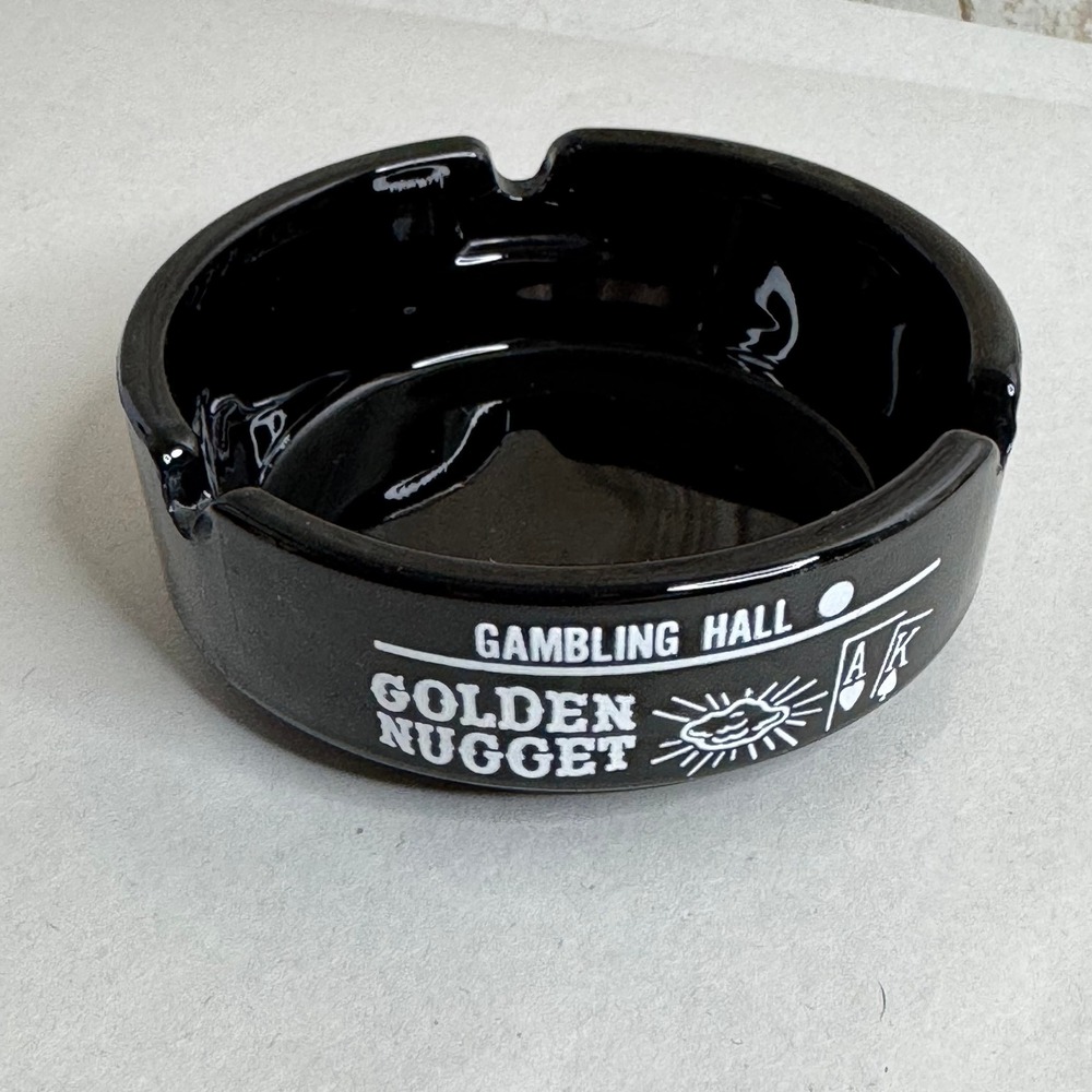 Vintage Golden Nugget Gambling Hall Las Vegas Glass Ashtray Downtown Saloon